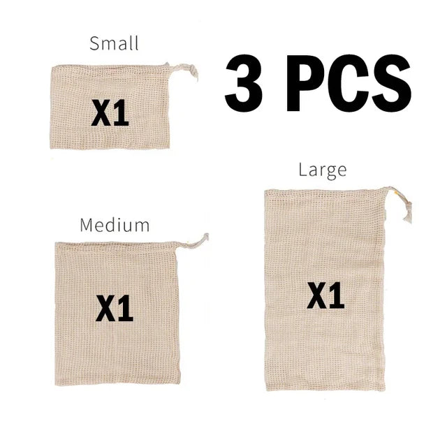 Reusable Cotton Mesh Produce Bags