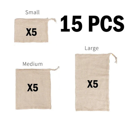 Reusable Cotton Mesh Produce Bags