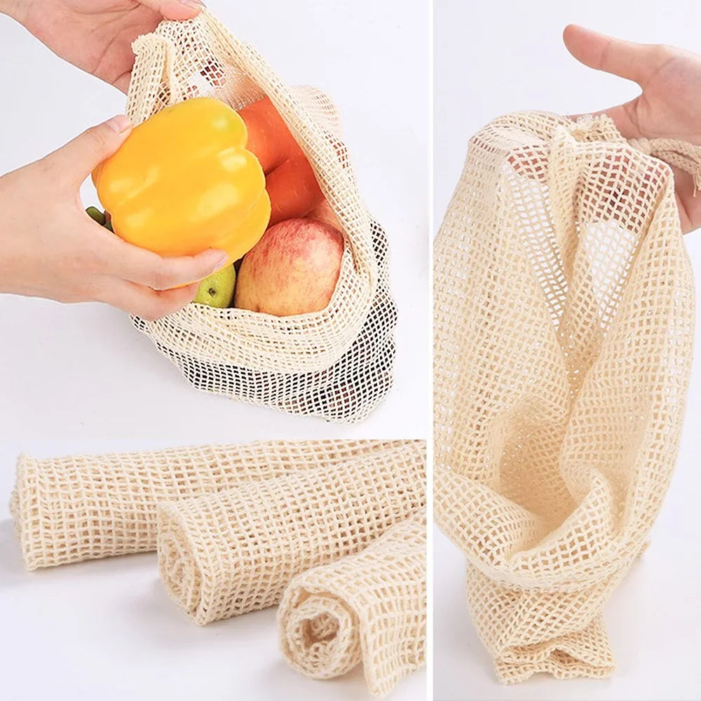 Reusable Cotton Mesh Produce Bags