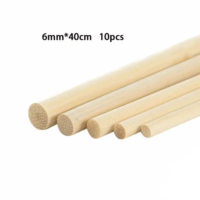 Bamboo Craft Sticks – 3-8mm Round Wooden Sticks for DIY & Handmade Projects