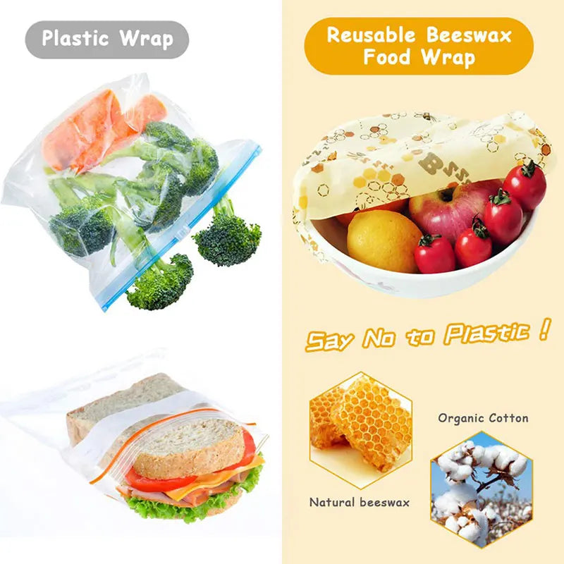 3Pcs/Set Cotton Beeswax Wrap Cloth