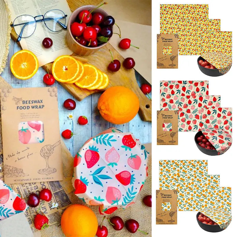 3Pcs/Set Cotton Beeswax Wrap Cloth