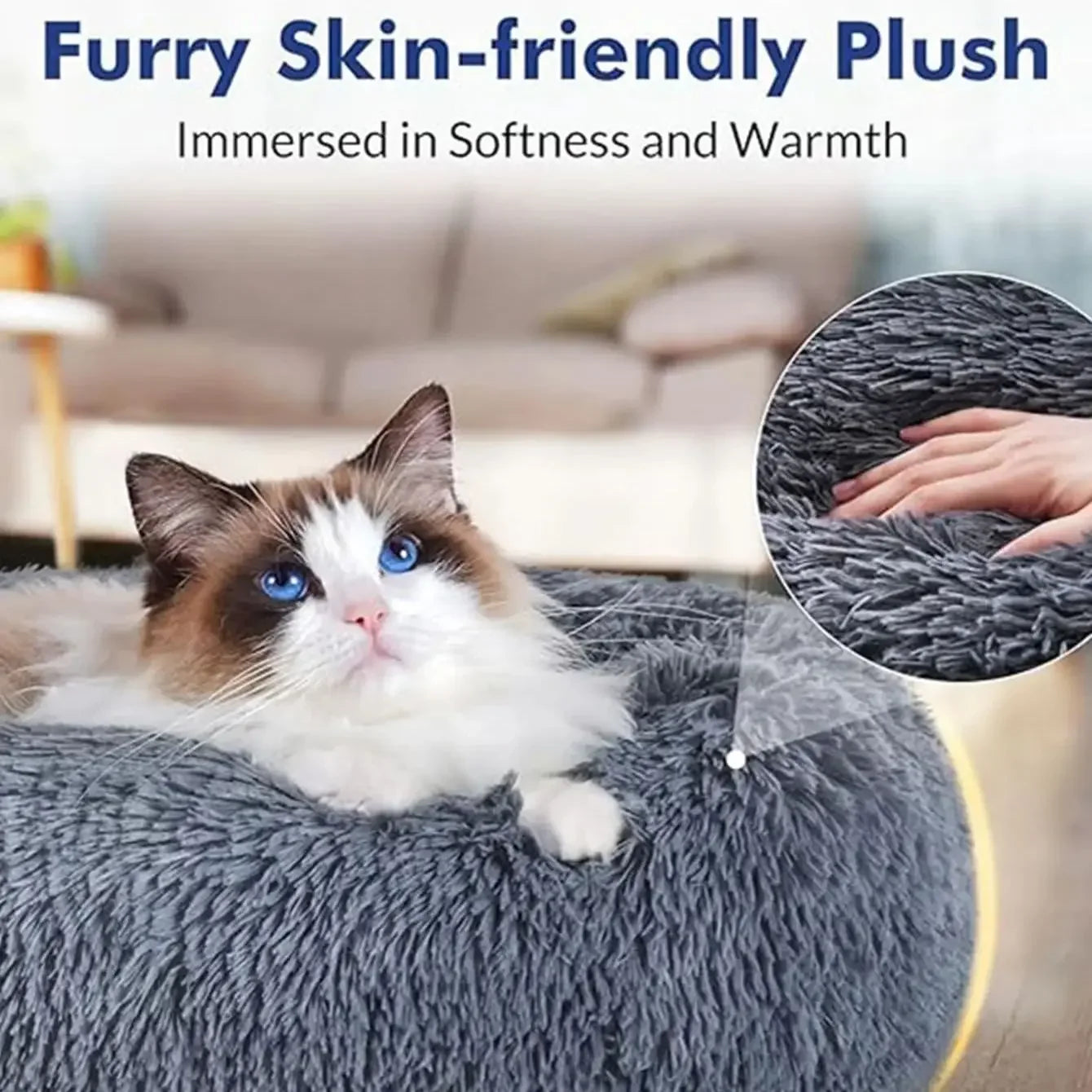 Round Pet Bed – Super Soft Plush Dog & Cat House