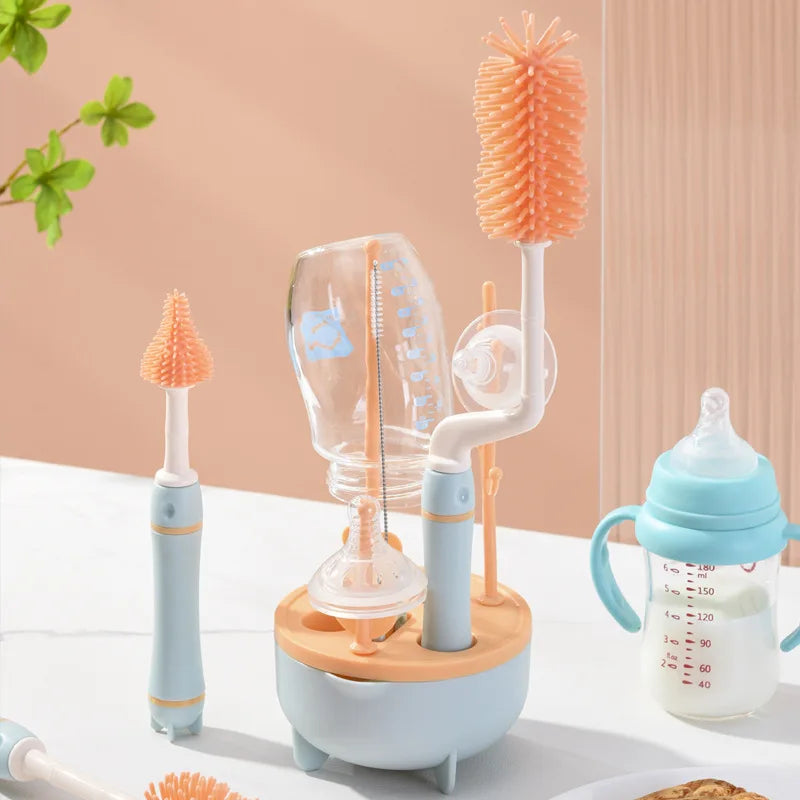 4PCS Baby Bottle Brush Set Multi-Functional Bottle Cleaning and Storage Set