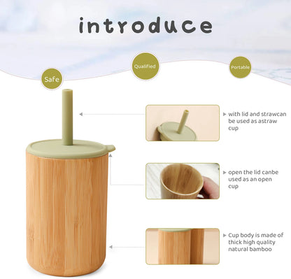 Baby Feeding Cup (5 Colors - Bamboo Silicone Sippy Cup)