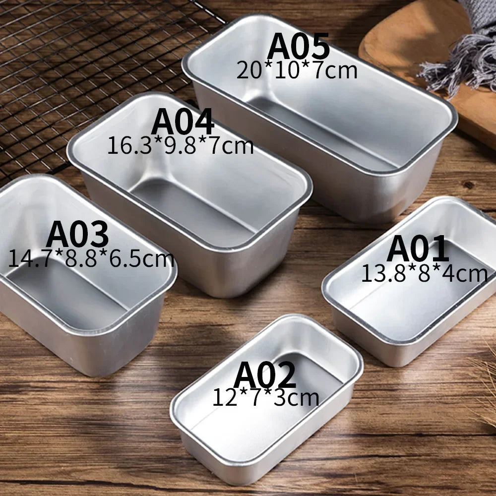 5 Size Aluminium Loaf Pan Rectangle Baking Cake Mold Bread Tin Tray Non-Stick Cheese Box Brownie Pastry Decorating Tools Gadgets