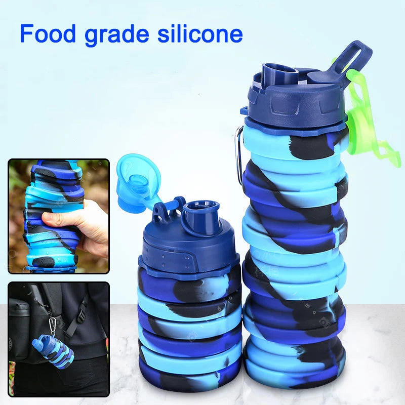 Folding Silicone Camouflage Water Bottle