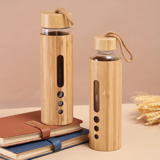 500ml Glass Water Bottle with Bamboo Cap and Hot-Proof Sleeve