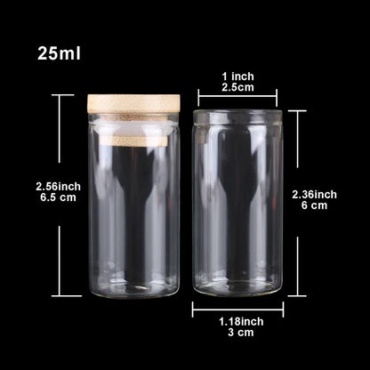 5pcs Glass Bottles with Bamboo Caps 10-50ml for Crafts & Storage