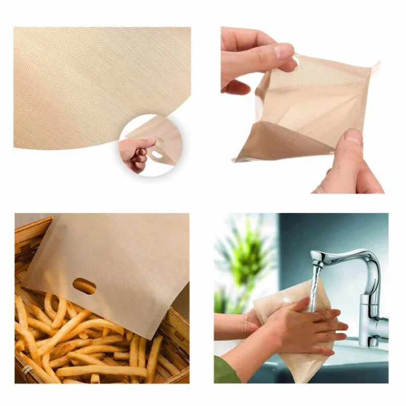 Juego de 5 bolsas antiadherentes para tostadora, bolsa para pan y sándwich reutilizable