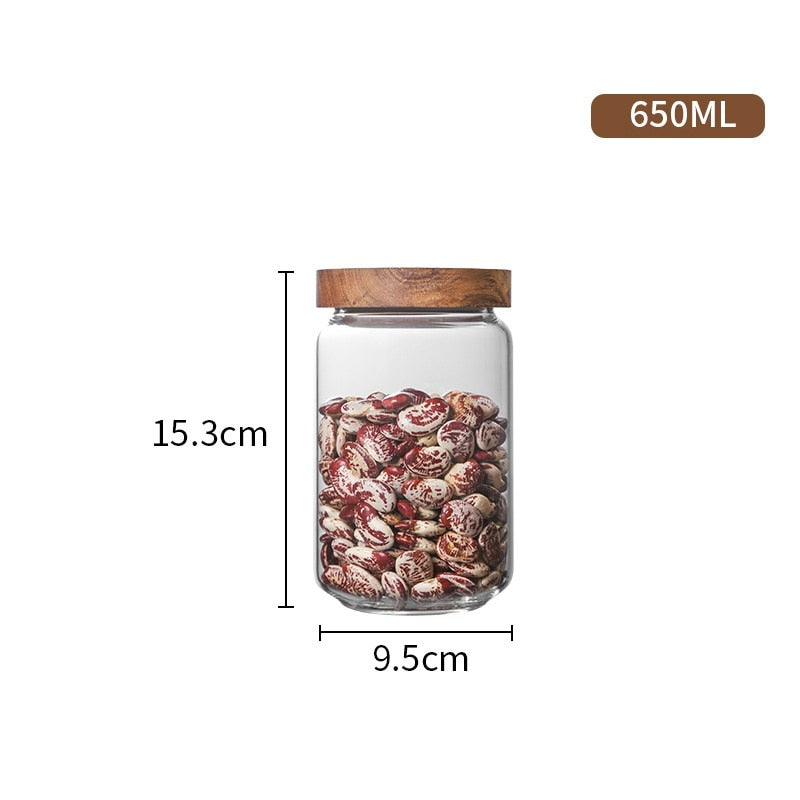 Glass Airtight Canister Jars with Wooden Lids