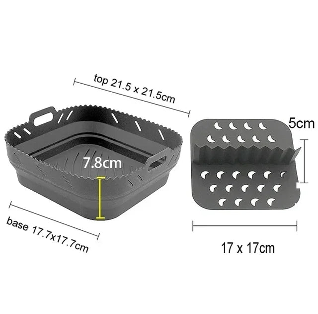 Air Fryer Silicone Tray (with Divider Plate and Reusable Liner)