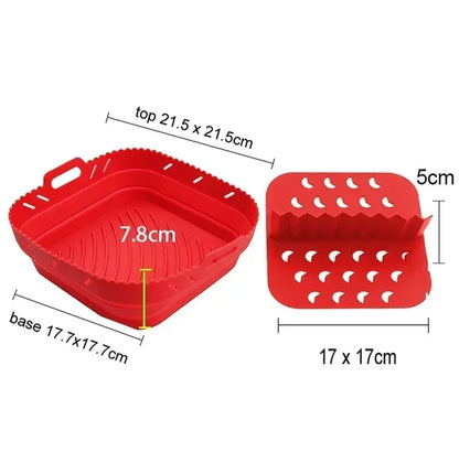 Air Fryer Silicone Tray (with Divider Plate and Reusable Liner)