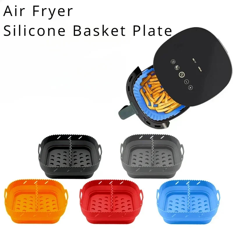 Air Fryer Silicone Tray (with Divider Plate and Reusable Liner)