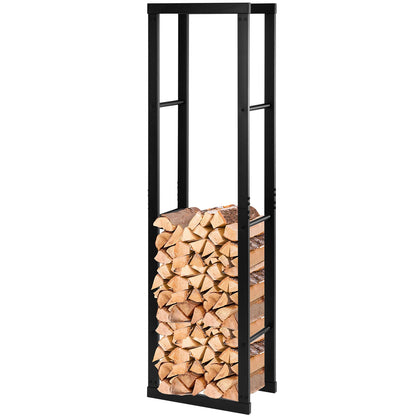 Black Firewood Rack Indoor Outdoor Metal Wood Stacking Aid Wooden Shelter