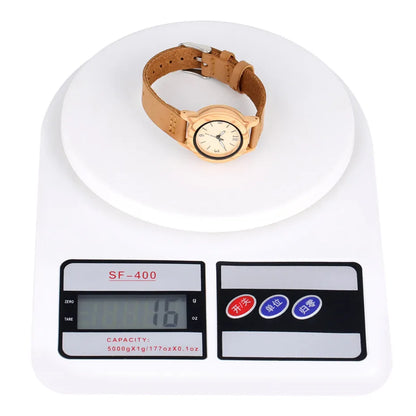 Brown Genuine Leather Wooden Watch for Lady