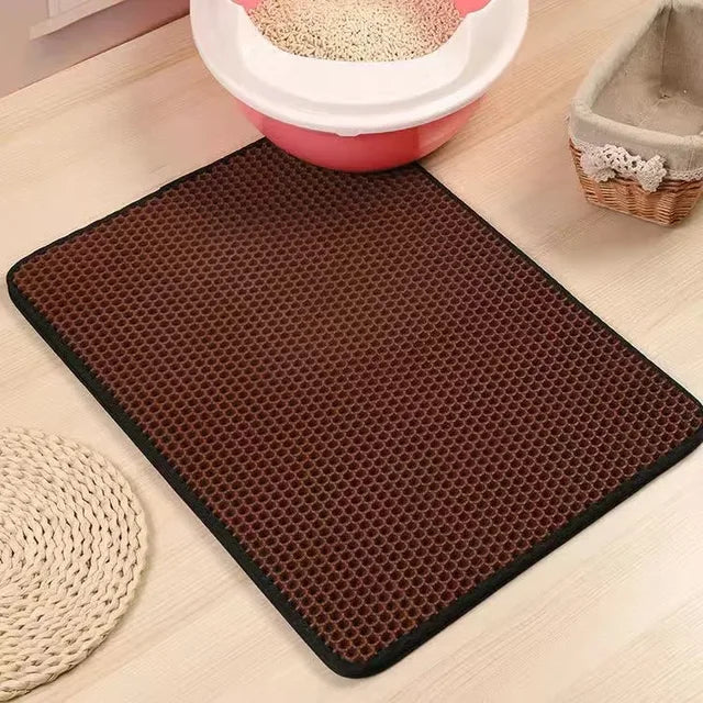 Cat Litter Mat With Gift - Double Layer Waterproof Pet Litter Box Mat