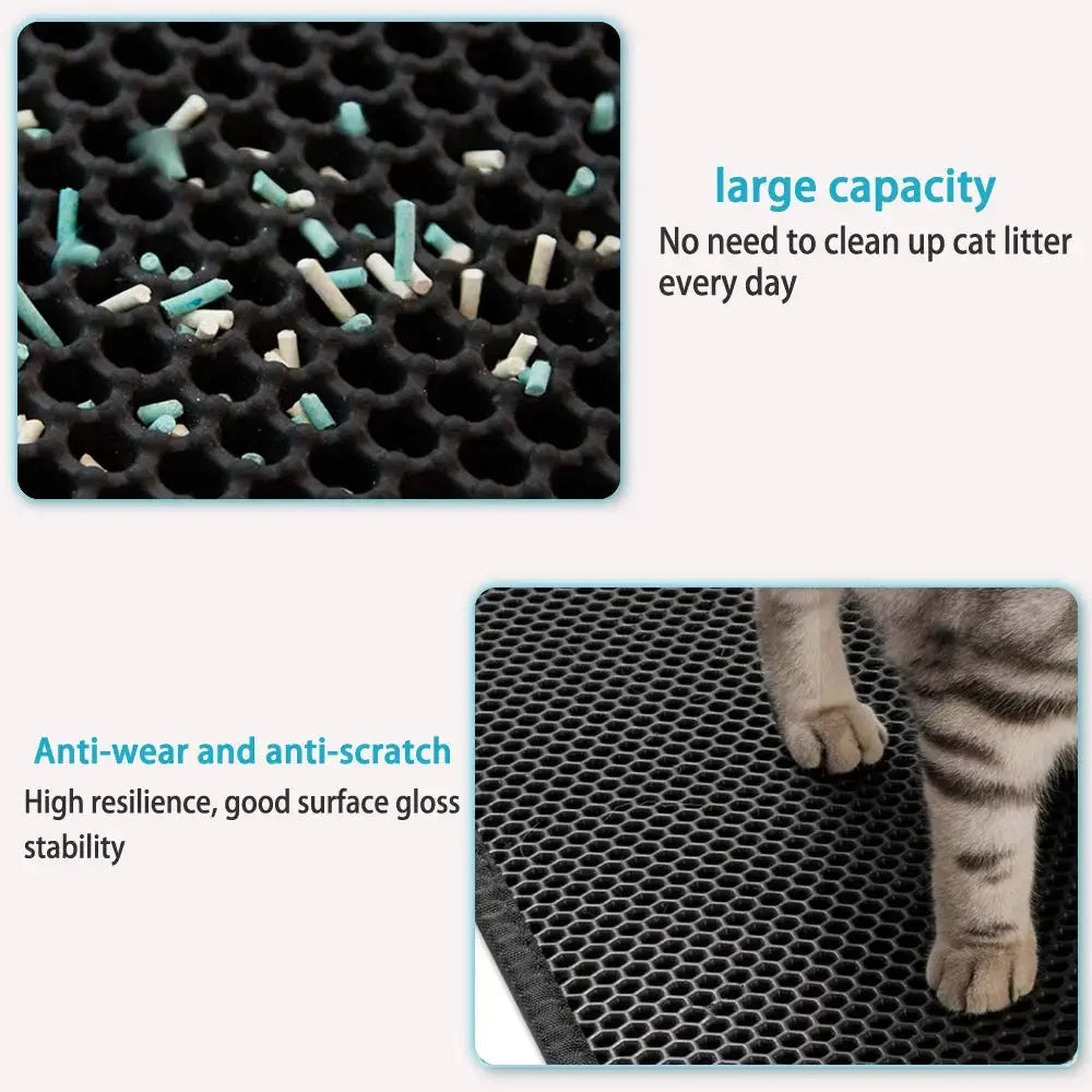 Cat Litter Mat With Gift - Double Layer Waterproof Pet Litter Box Mat