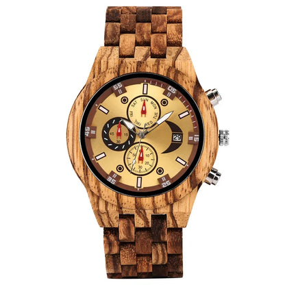Chronograph Calendar Round Dial Quartz Watch for Men (Vintage Natural Men's Timepiece)
