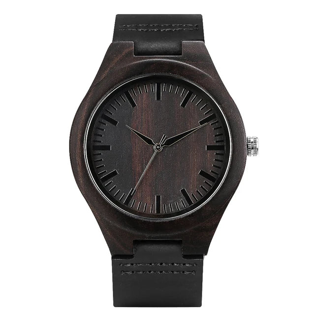 Classic Ebony Wood Quartz Men’s Watch