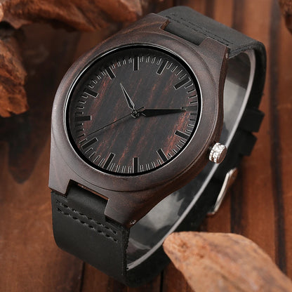 Classic Ebony Wood Quartz Men’s Watch