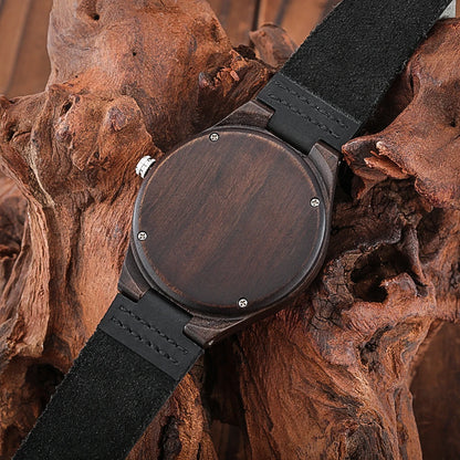 Classic Ebony Wood Quartz Men’s Watch