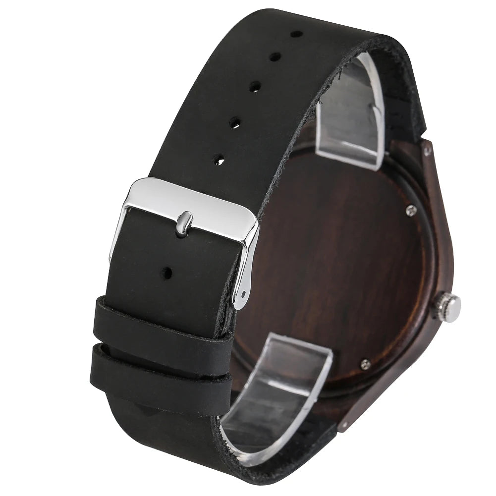 Classic Ebony Wood Quartz Men’s Watch