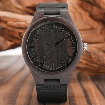 Classic Ebony Wood Quartz Men’s Watch