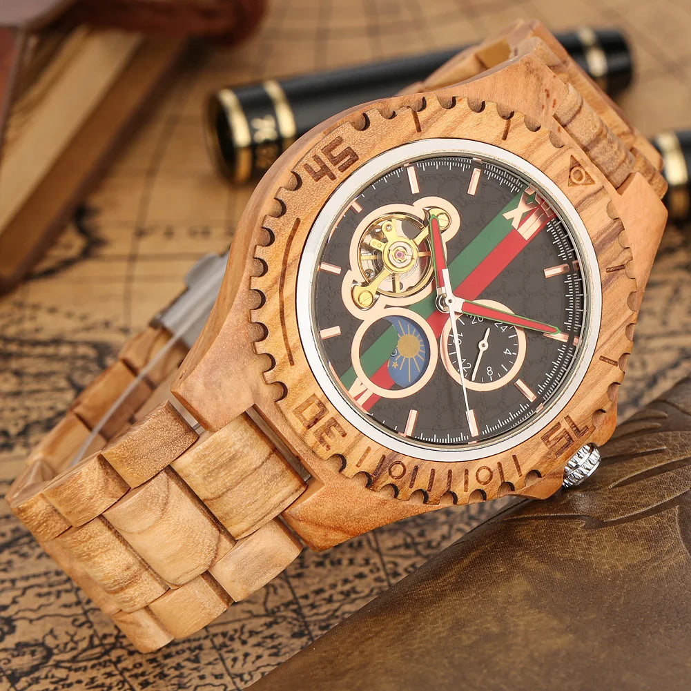 Full Wooden Men's Automatic Mechanical Watch