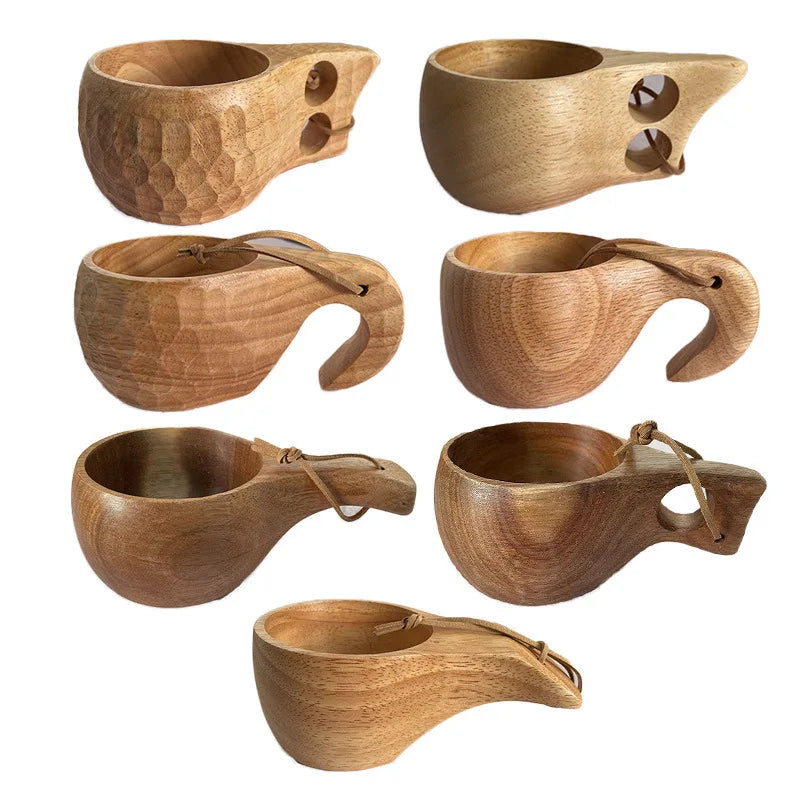 Taza artesanal de madera hecha a mano