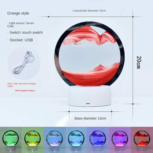 LED RGB Sandscape Lamp – 3D Moving Sand Art Frame Night Light with 16 Colors