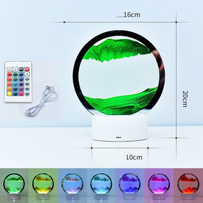 LED RGB Sandscape Lamp – 3D Moving Sand Art Frame Night Light with 16 Colors