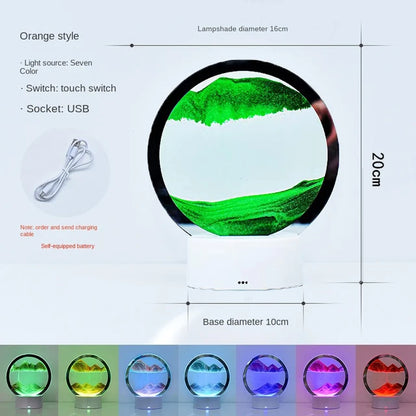 LED RGB Sandscape Lamp – 3D Moving Sand Art Frame Night Light with 16 Colors