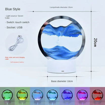LED RGB Sandscape Lamp – 3D Moving Sand Art Frame Night Light with 16 Colors