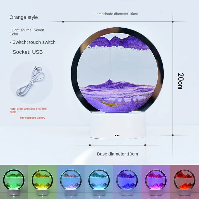 LED RGB Sandscape Lamp – 3D Moving Sand Art Frame Night Light with 16 Colors