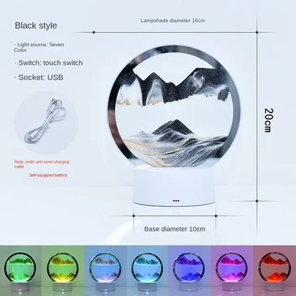 LED RGB Sandscape Lamp – 3D Moving Sand Art Frame Night Light with 16 Colors