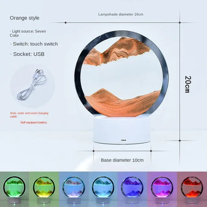 LED RGB Sandscape Lamp – 3D Moving Sand Art Frame Night Light with 16 Colors