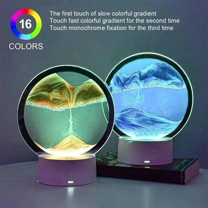 LED RGB Sandscape Lamp – 3D Moving Sand Art Frame Night Light with 16 Colors