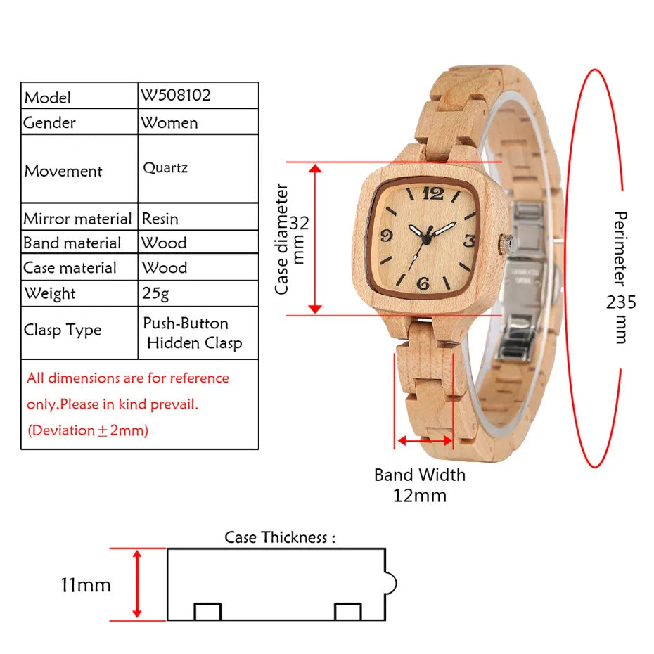 Luxury Maple Wood Ladies Watch