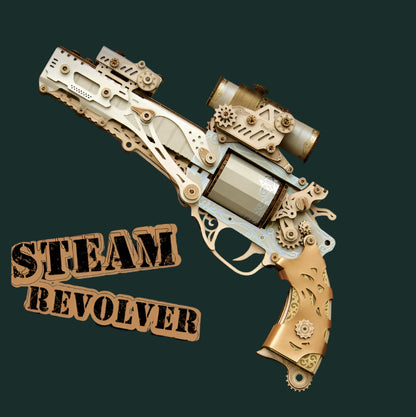 3D DIY Wooden Puzzle Steam Revolver Assembly Model Kits