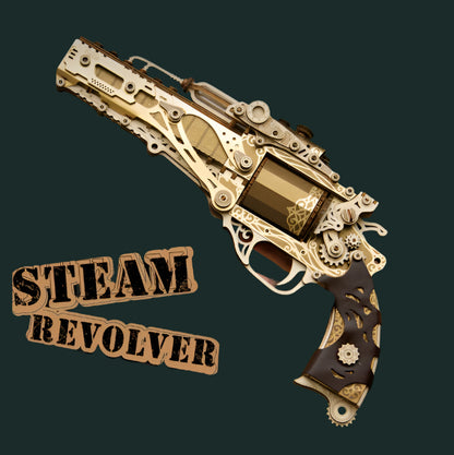 3D DIY Wooden Puzzle Steam Revolver Assembly Model Kits