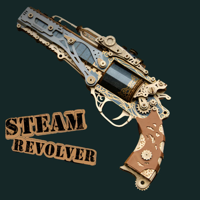 3D DIY Wooden Puzzle Steam Revolver Assembly Model Kits