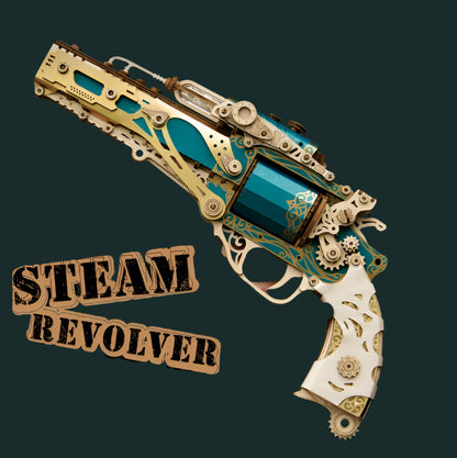 3D DIY Wooden Puzzle Steam Revolver Assembly Model Kits