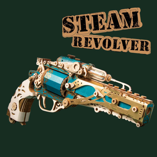 3D DIY Wooden Puzzle Steam Revolver Assembly Model Kits