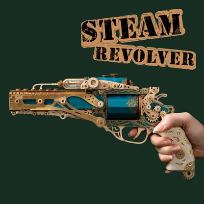 3D DIY Wooden Puzzle Steam Revolver Assembly Model Kits