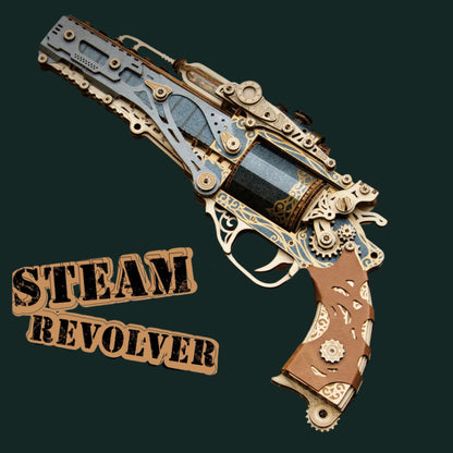 3D DIY Wooden Puzzle Steam Revolver Assembly Model Kits