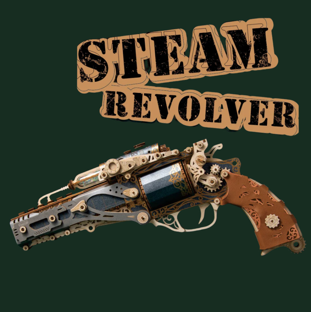 3D DIY Wooden Puzzle Steam Revolver Assembly Model Kits