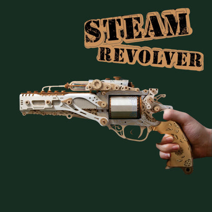 3D DIY Wooden Puzzle Steam Revolver Assembly Model Kits