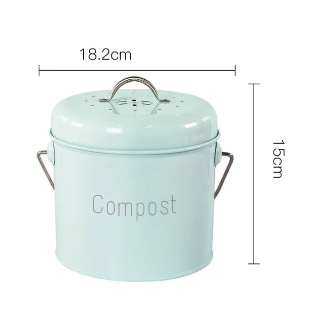 Metal Kitchen Compost Bin – Kitchen Countertop Trash Can with Lid for Food Scraps