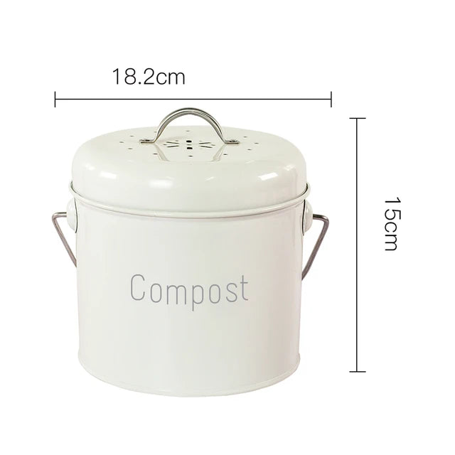 Metal Kitchen Compost Bin – Kitchen Countertop Trash Can with Lid for Food Scraps